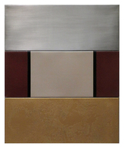 Composición # 3 Técnica mixta sobre baldas metálicas  900x750 mm.