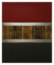 Bandera Autorretrato  técnica mixta sobre baldas metálicas                  900x750 mm.